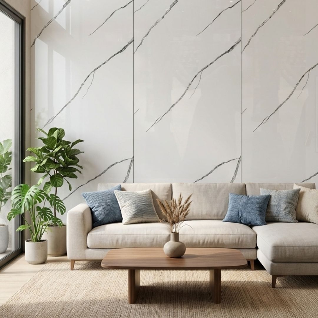 Panel Decorativo Estilo Mármol Blanco