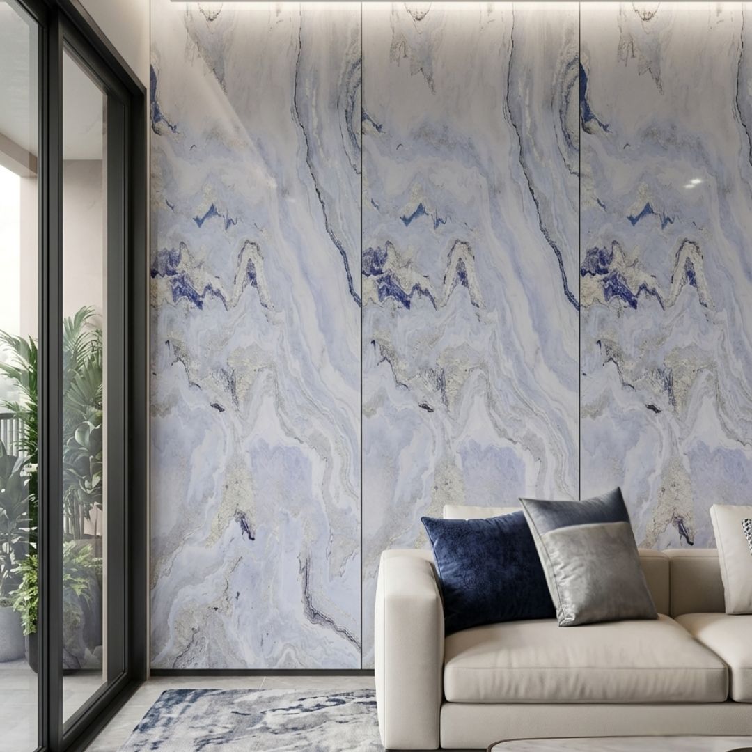 Panel Decorativo Estilo Mármol Azul Cielo